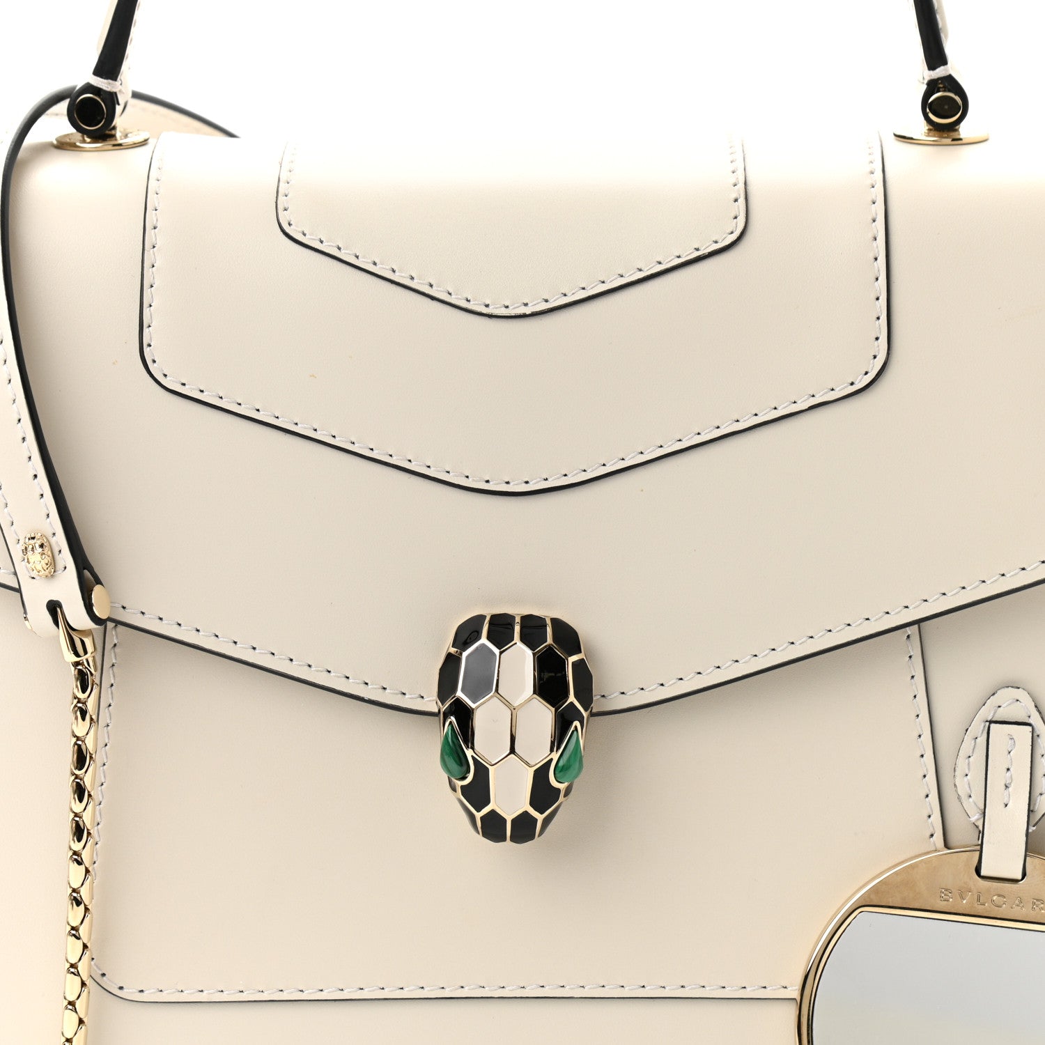 Bulgari Calfskin Serpenti Forever Top Handle White 8 of 10
