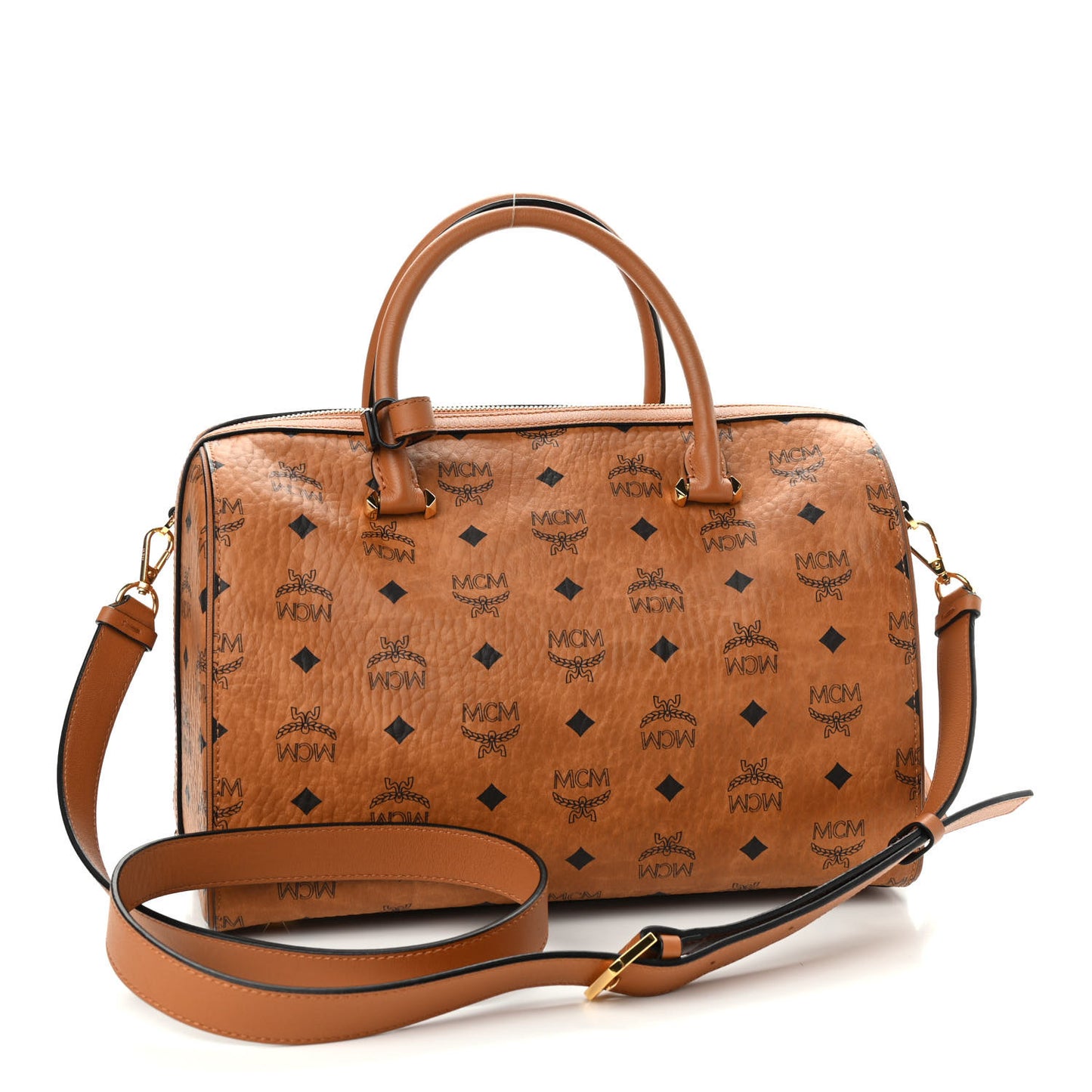 Visetos Medium Boston Bag Cognac