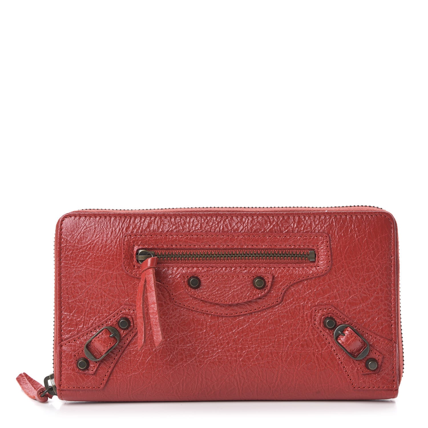 Balenciaga Agneau Classic Hardware Continental Zip Around Wallet Rouge Tango 1 of 9