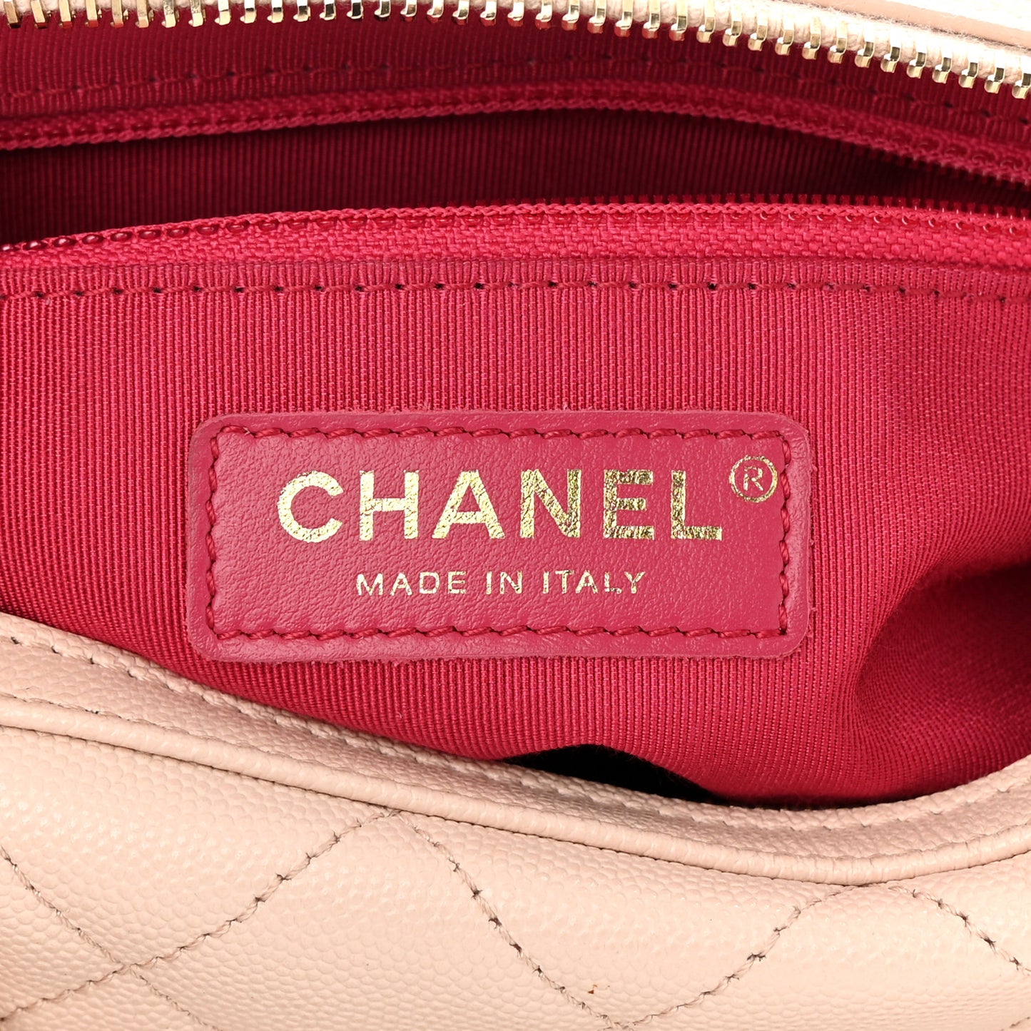 Caviar Quilted Small Fashion Therapy Bowling Bag Beige