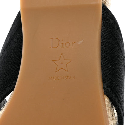 Christian Dior Canvas Embroidered Granville Espadrille Crisscross Flat Slide Sandals 36 Black 8 of 9
