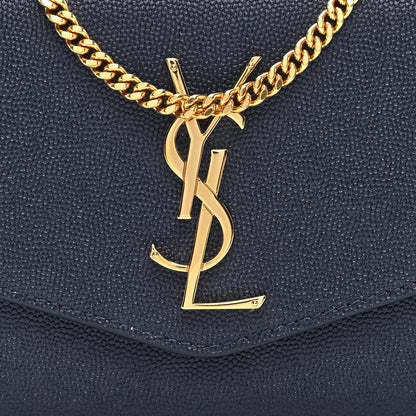 Saint Laurent Grain De Poudre Monogram Uptown Chain Wallet Blue Charron 7 of 10