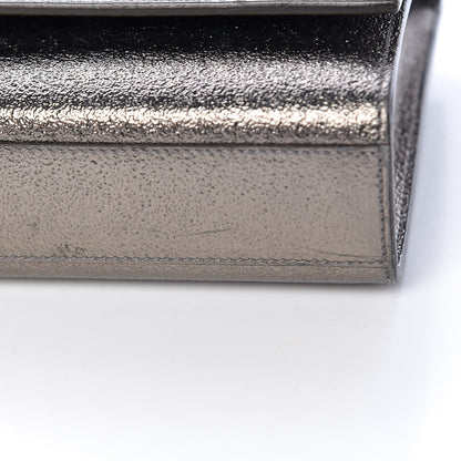 Saint Laurent Metallic Grain De Poudre Medium Classic Monogram Kate Satchel Grey 11 of 12