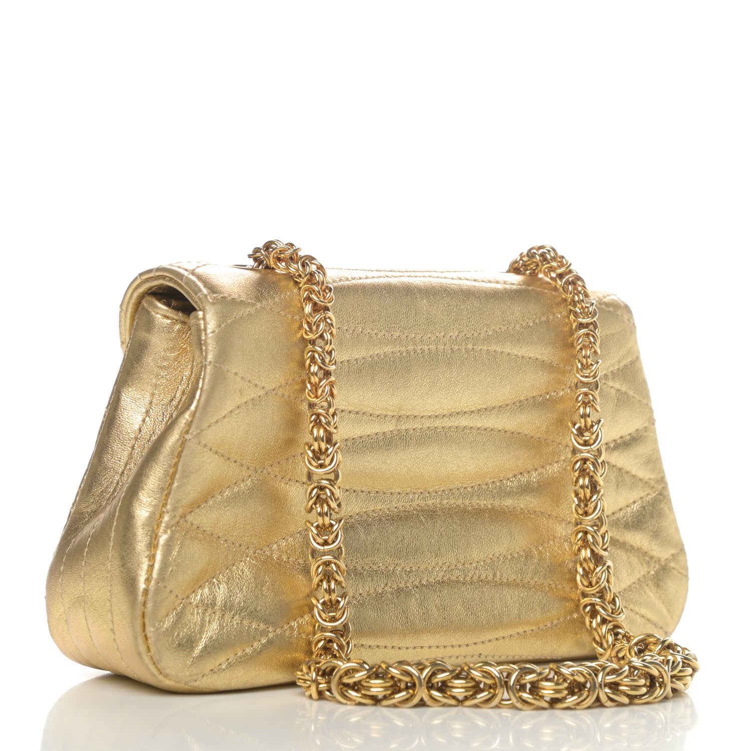 Chanel Metallic Lambskin Quilted Mini Flap Gold 2 of 4