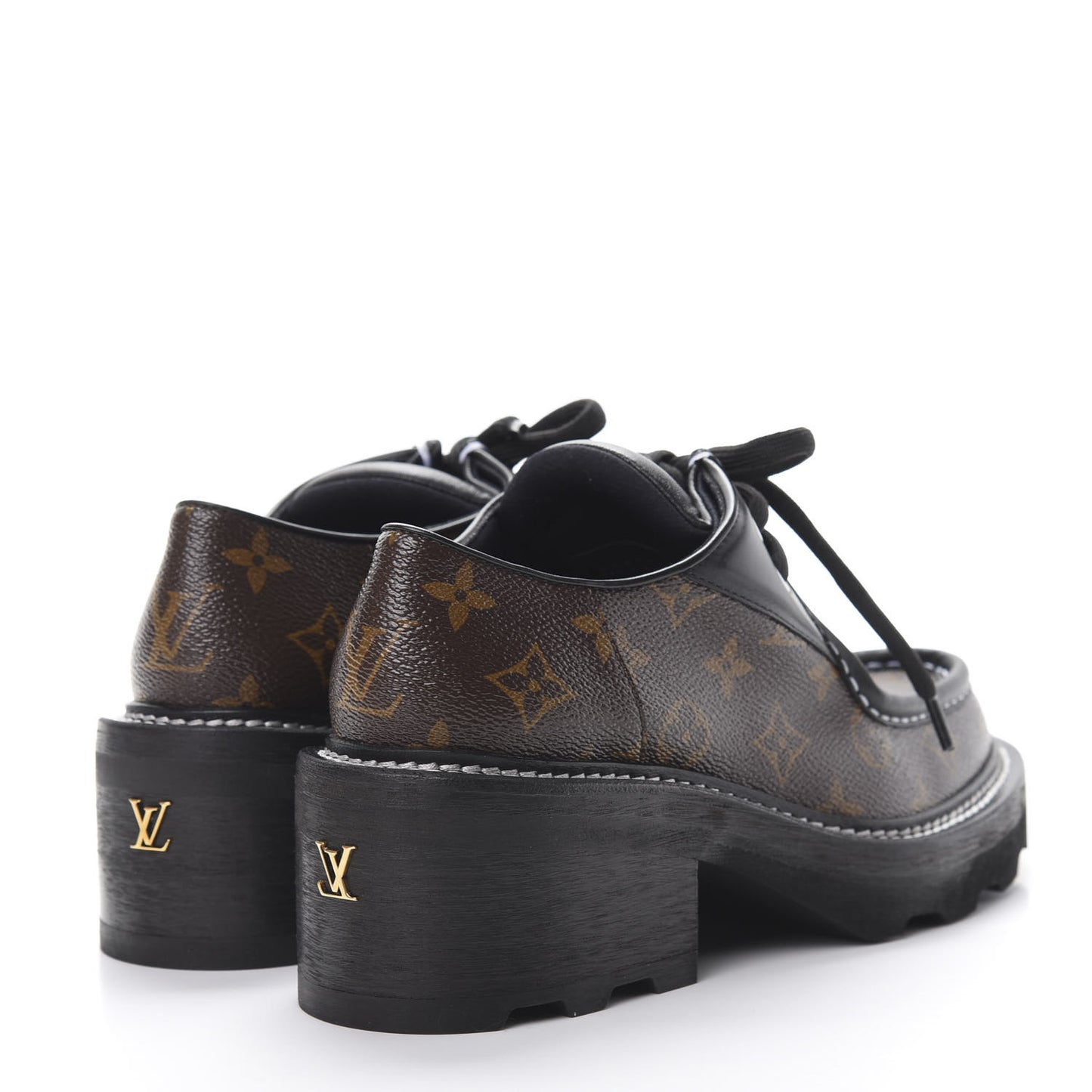 Monogram Calfskin Beaubourg Platform Derby Shoes 39 Brown