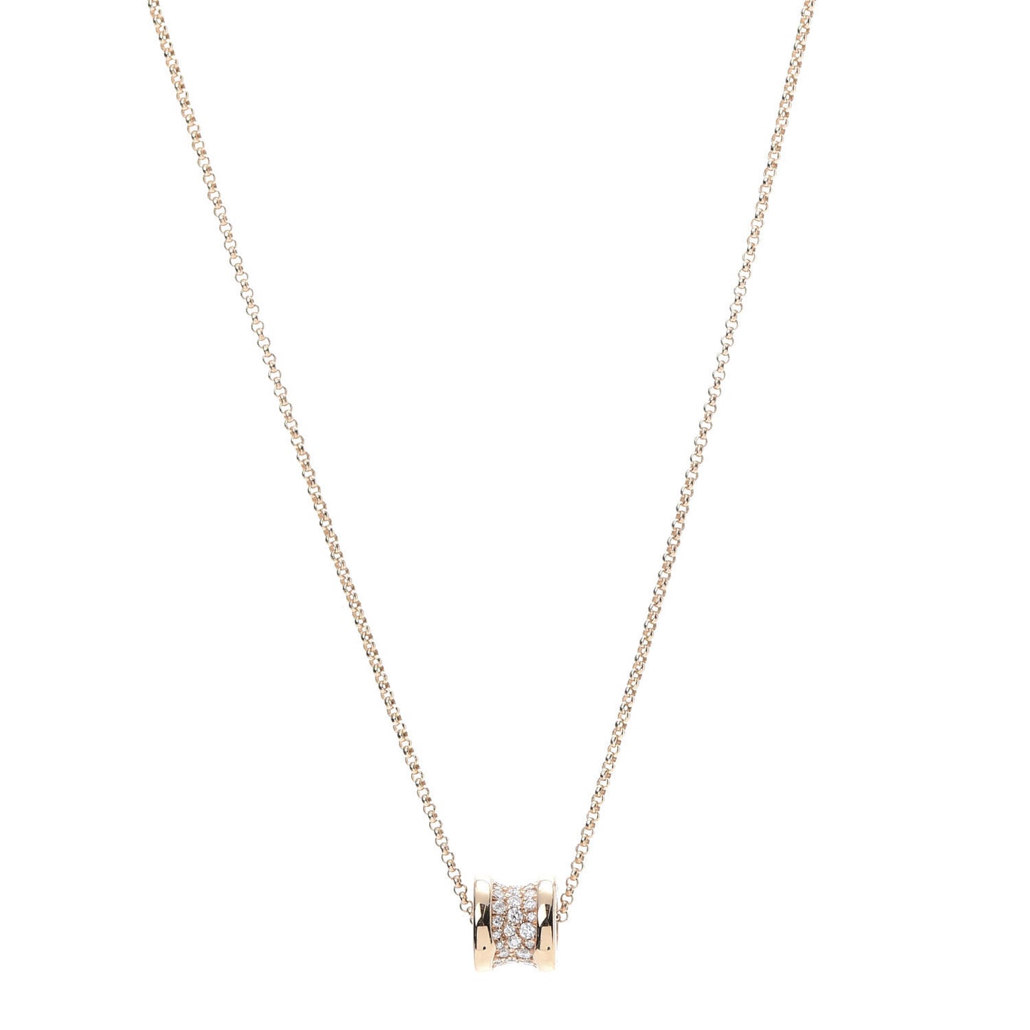 18K Yellow Gold Diamond Small B.Zero1 Pave Pendant Necklace