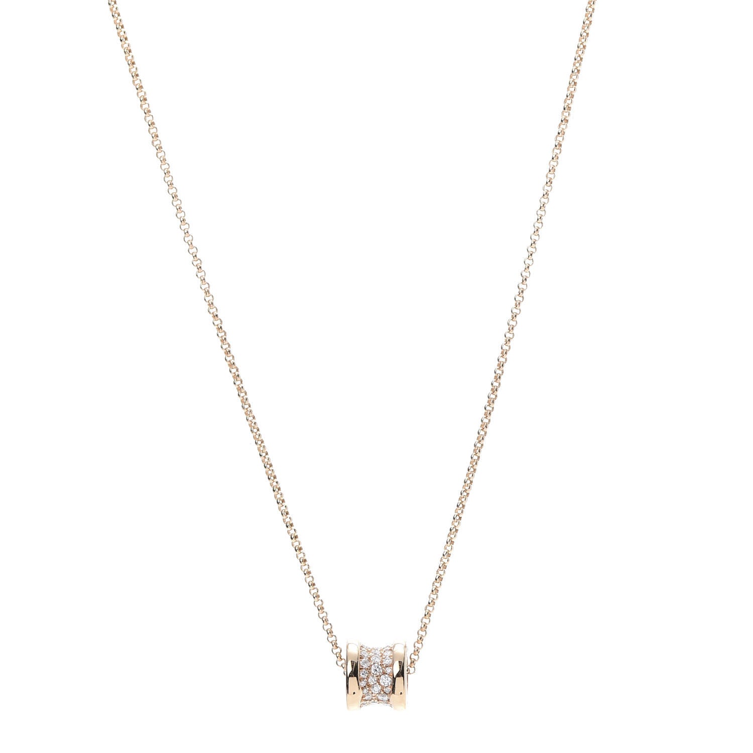 Bulgari 18K Yellow Gold Diamond Small B.Zero1 Pave Pendant Necklace 1 of 7