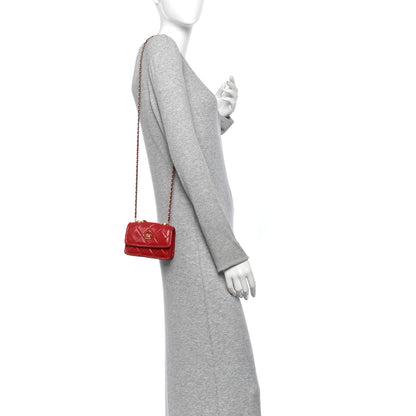 Chanel Shiny Lambskin Quilted Extra Mini Flap Red 3 of 12