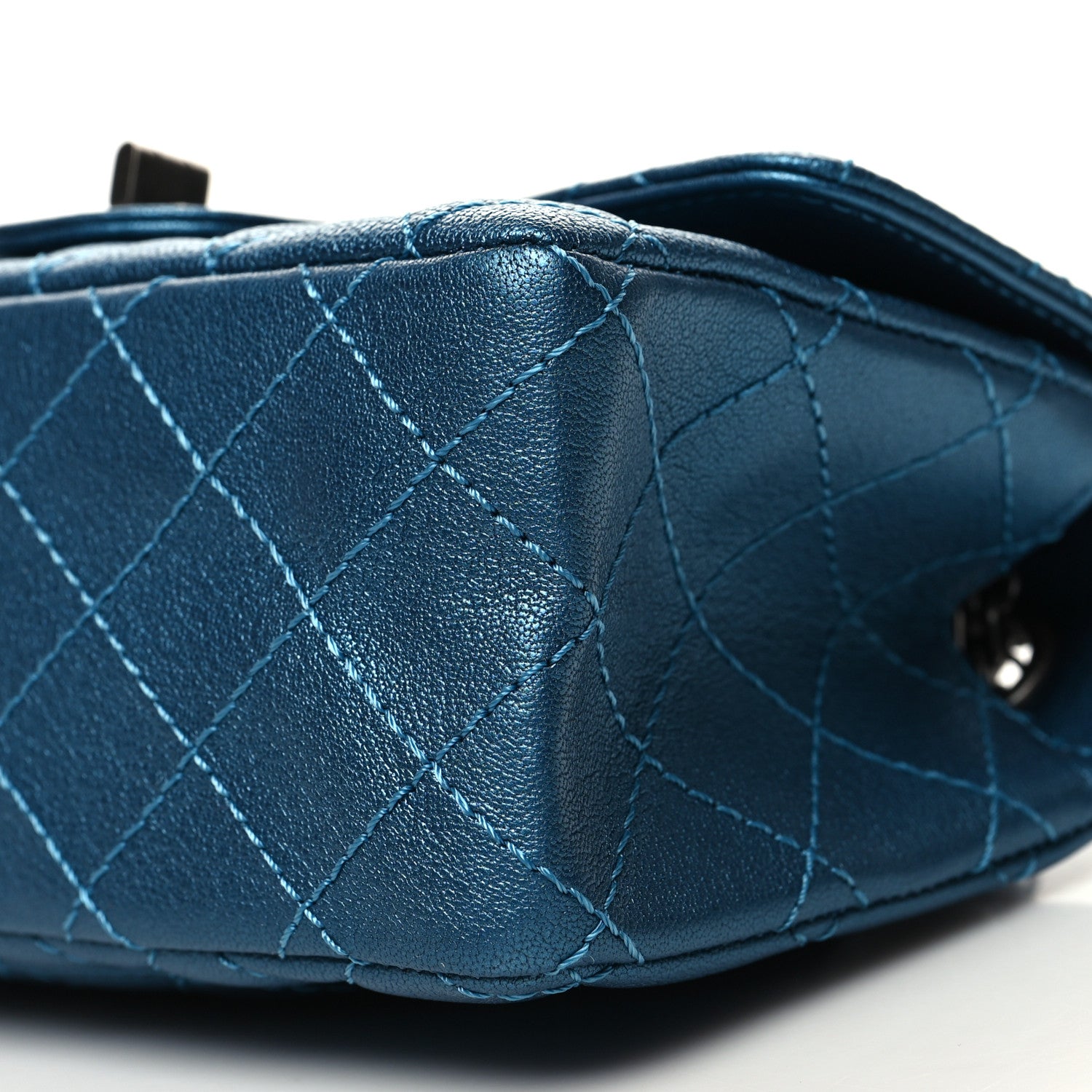 Chanel Metallic Sheepskin Quilted 2.55 Reissue Mini Flap Blue 10 of 11