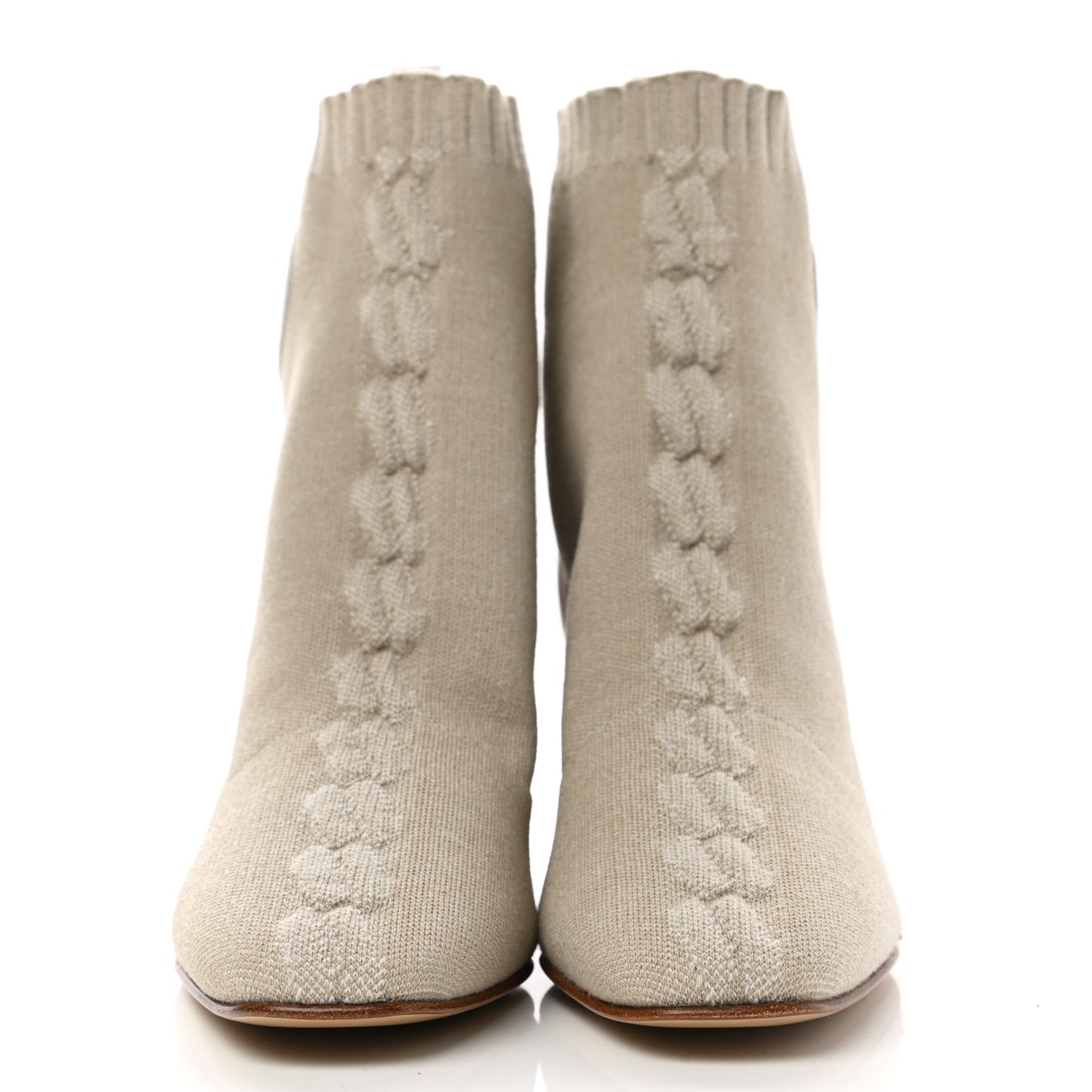 Knit Calfskin Volver 60 Ankle Boots 38 Nocciola