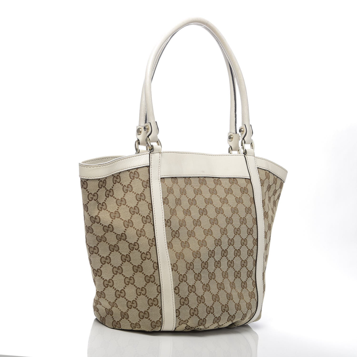 Gucci Monogram Medium D Gold Tote Bag White 3 of 14