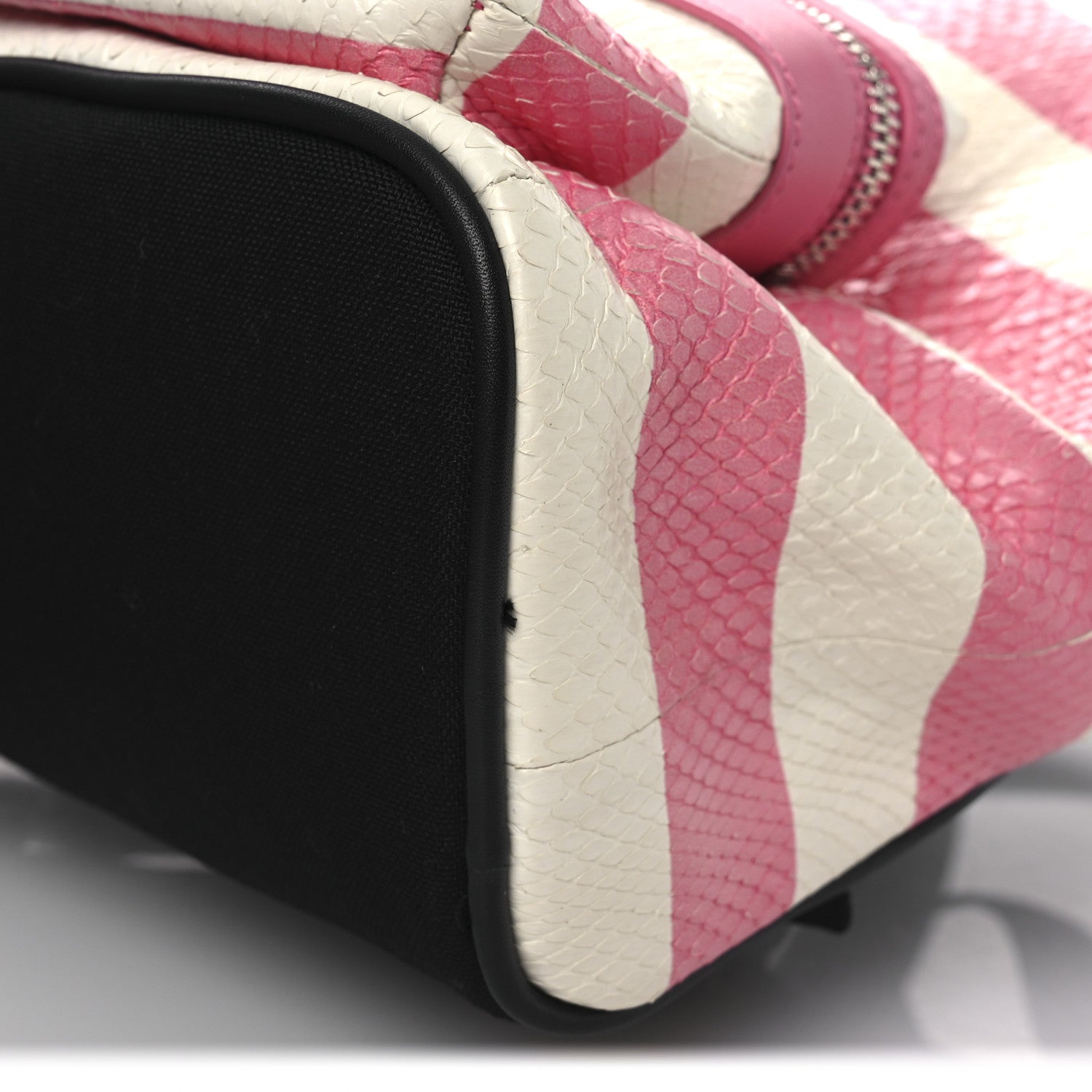 Saint Laurent Snakeskin Striped City Backpack Pink White 10 of 12