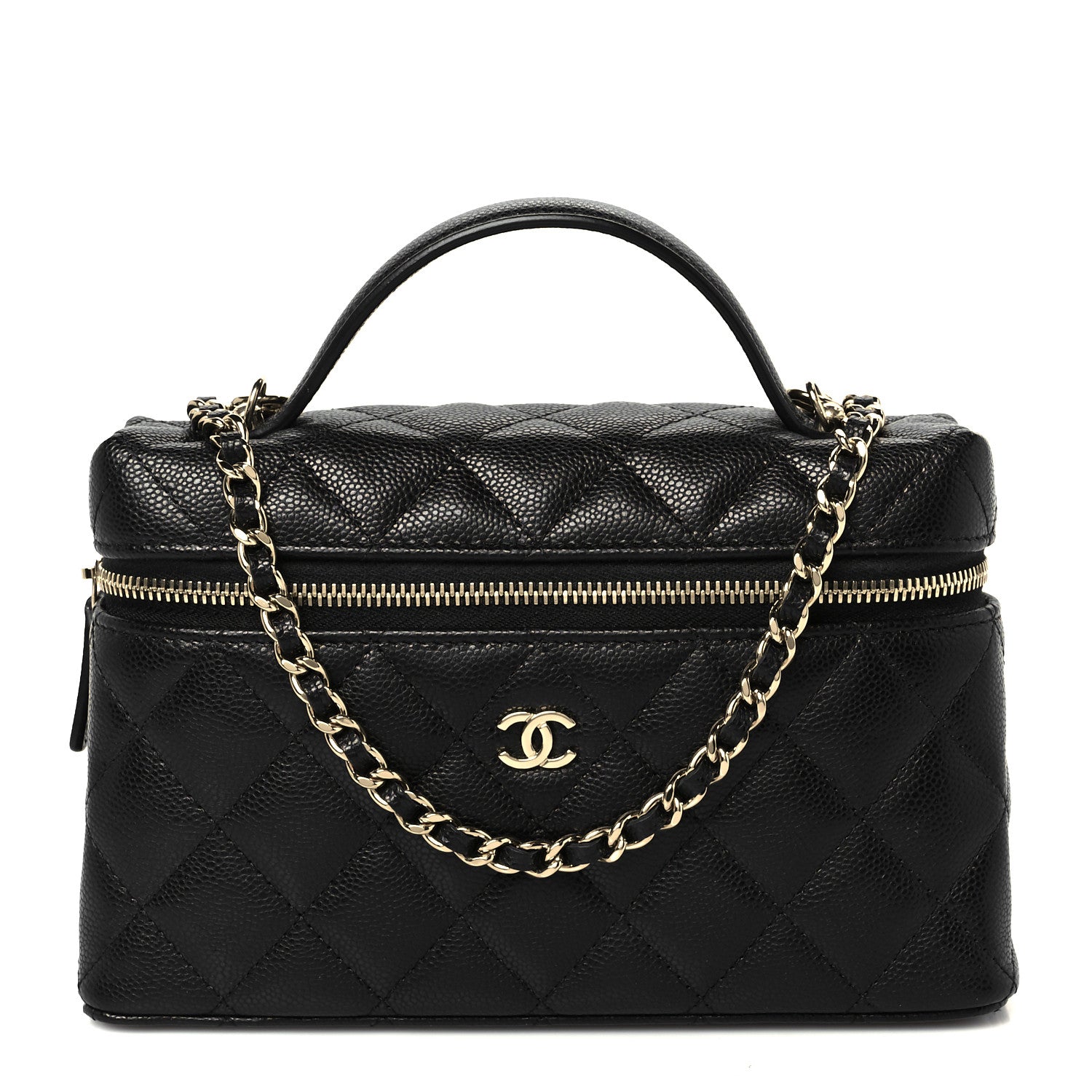 Chanel Caviar Quilted Top Handle Slim Vanity With Chain Black 1 of 11