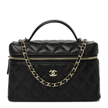 Chanel Caviar Quilted Top Handle Slim Vanity With Chain Black 1 of 11