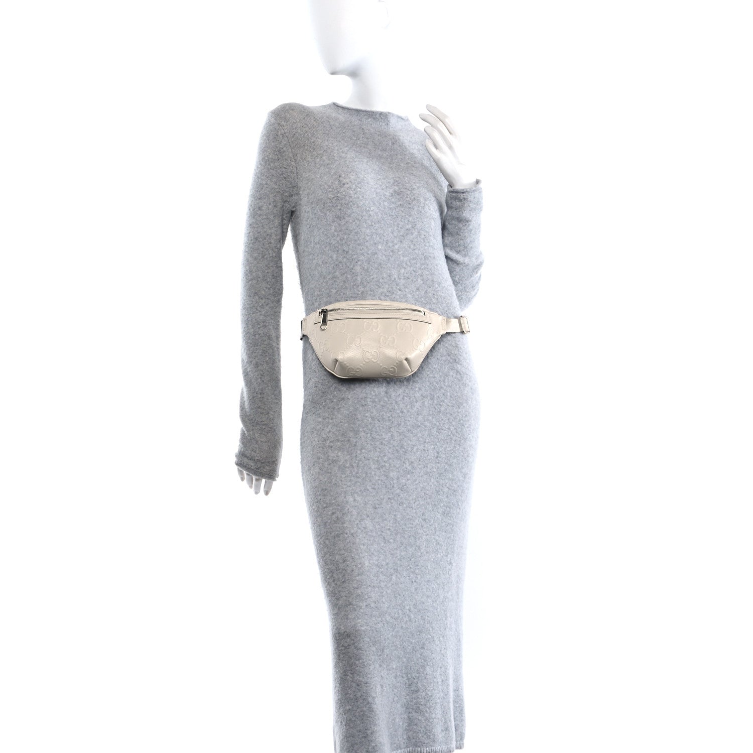 Gucci Calfskin GG Tennis Embossed Belt Bag Mystic White 2 of 10