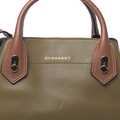 Burberry Mini Grain Calfskin Bi-Color Small Barnsburry Tote Clay Green Burnt Toffee 6 of 9