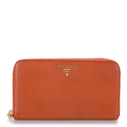 Prada Saffiano Metal Zip Around Wallet Rame 1 of 8