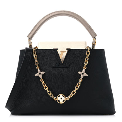 Louis Vuitton Taurillon Flower Chain Capucines MM Black Galet Gray Pearly Cream 1 of 9