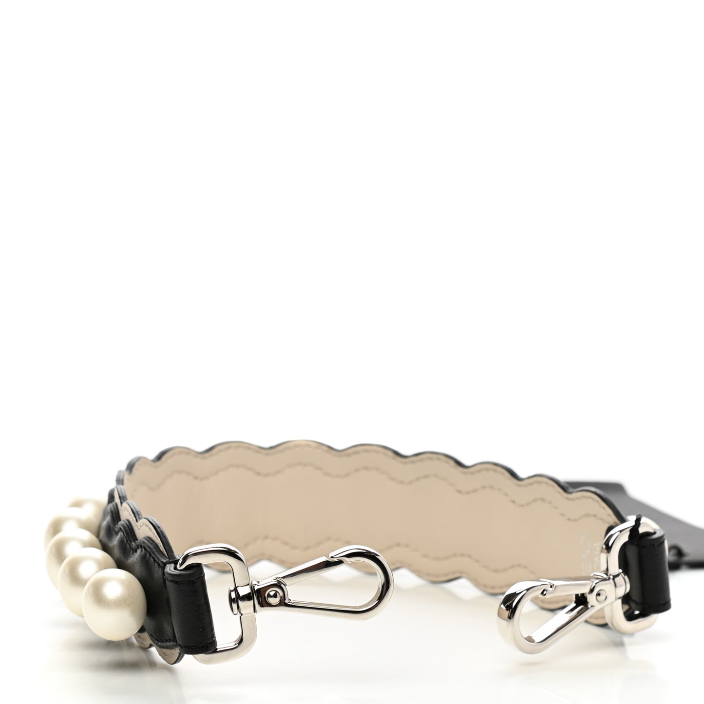 Calfskin Pearl Embellished Mini Strap You Black Camelia