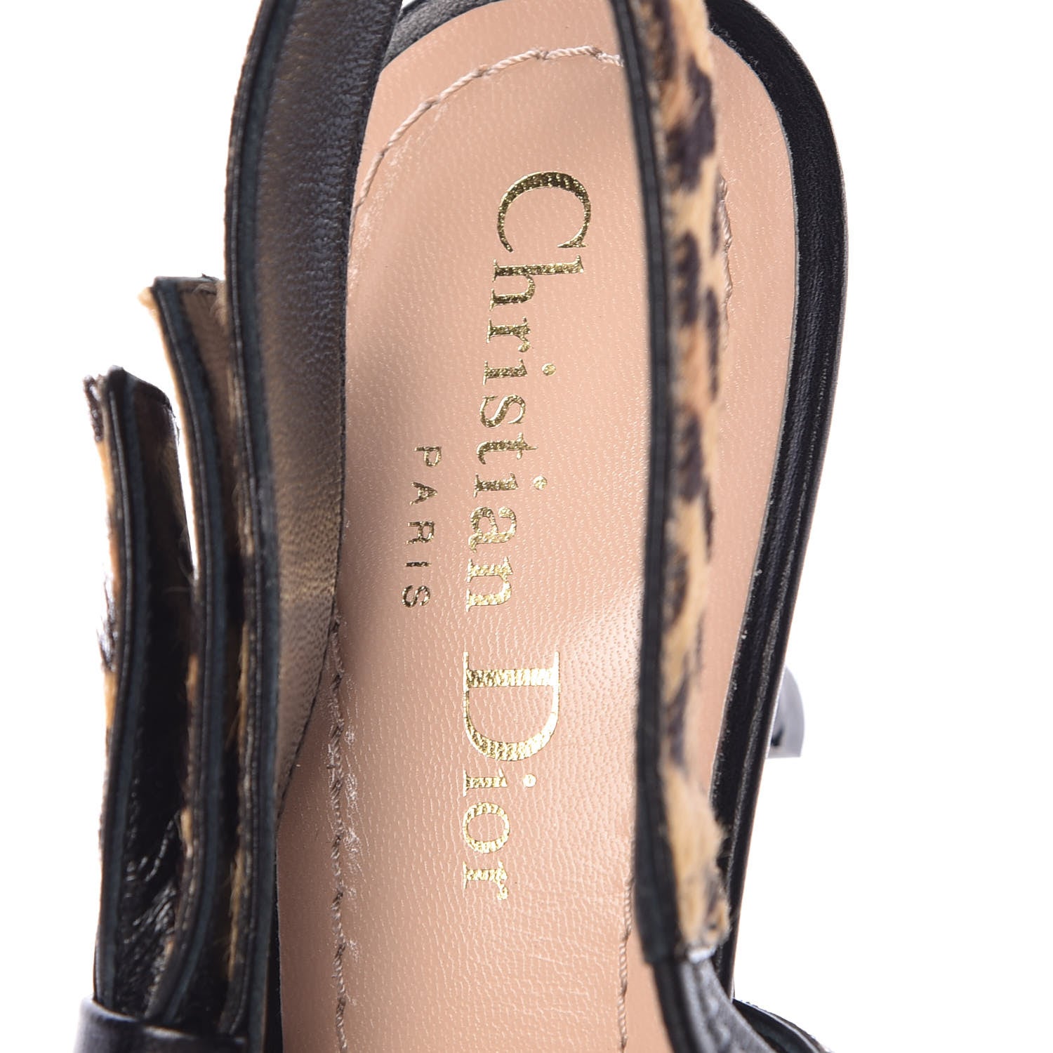 Christian Dior Calf Hair Lambskin Leopard Sweet D Slingback Pumps 37.5 6 of 11