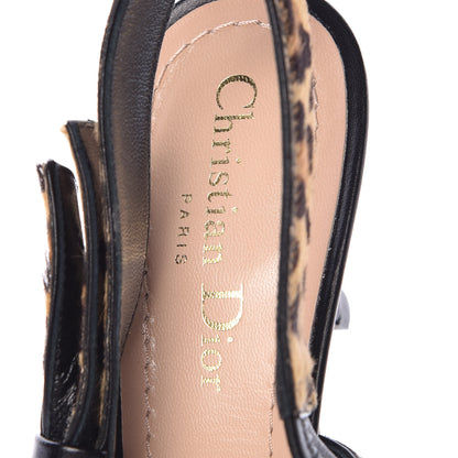 Christian Dior Calf Hair Lambskin Leopard Sweet D Slingback Pumps 37.5 6 of 11