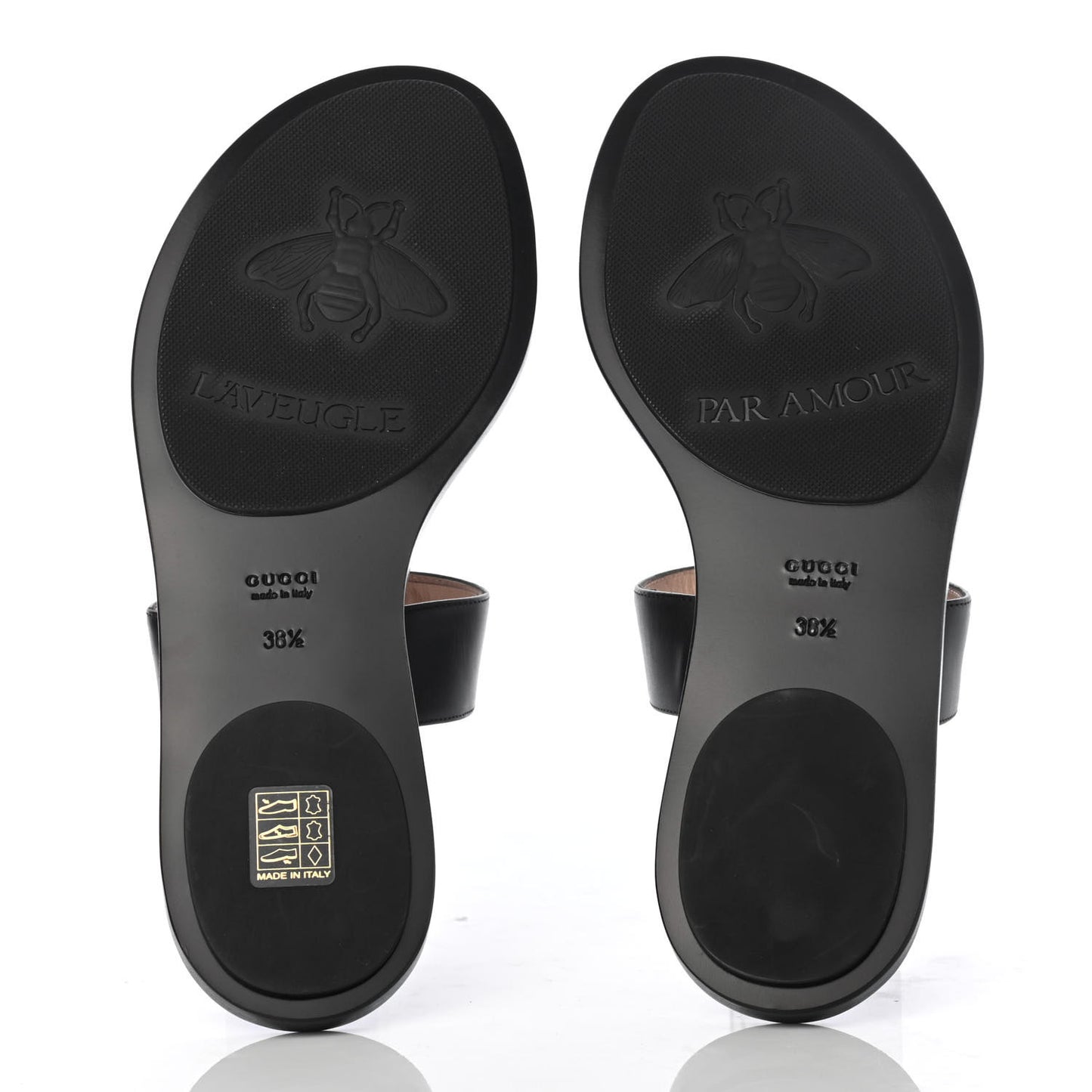 Calfskin GG Marmont Thong Sandals 38.5 Black