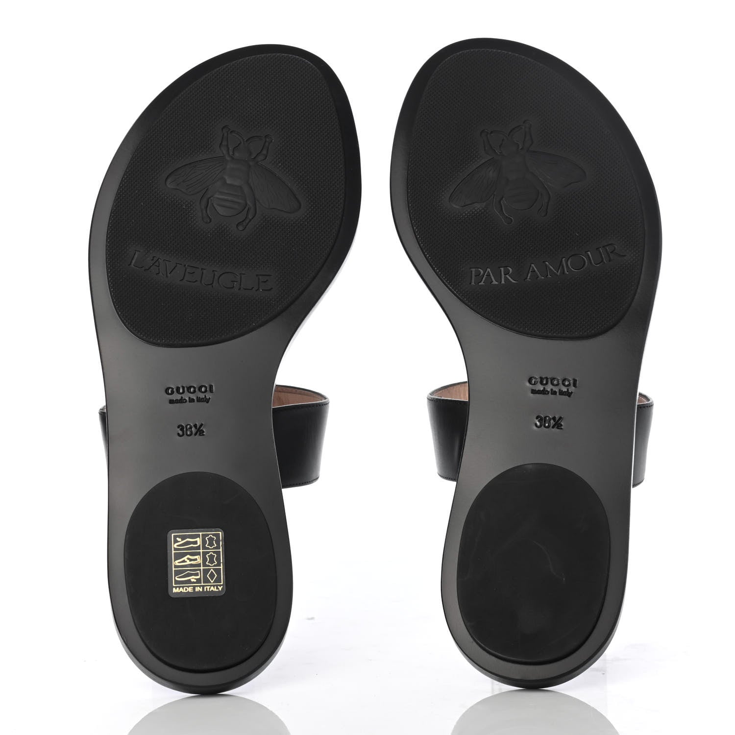 Gucci Calfskin GG Marmont Thong Sandals 38.5 Black 9 of 14