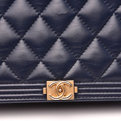 Chanel Lambskin Quilted Boy Wallet On Chain WOC Navy Blue 12 of 14