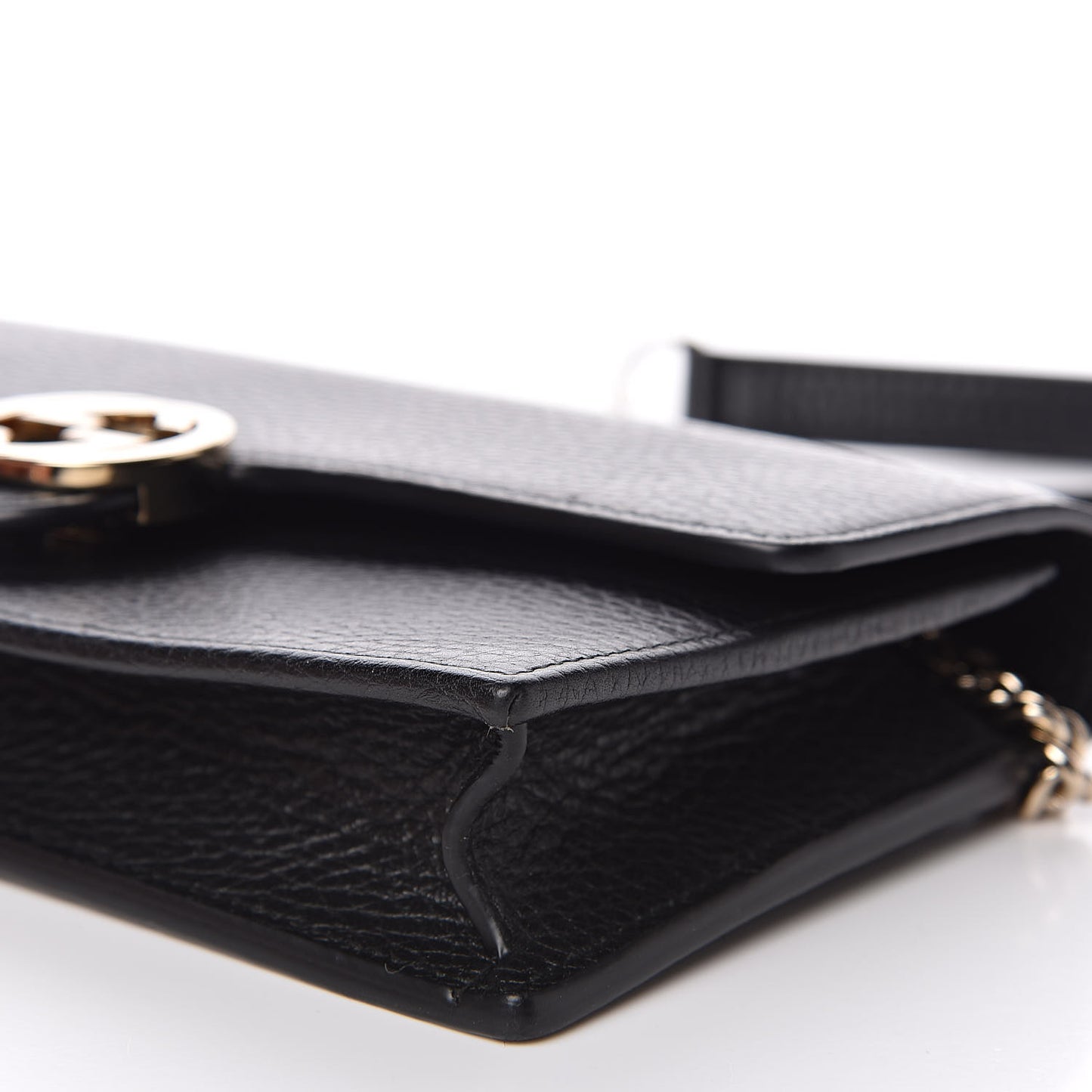 Dollar Calfskin Interlocking G Chain Wallet Black