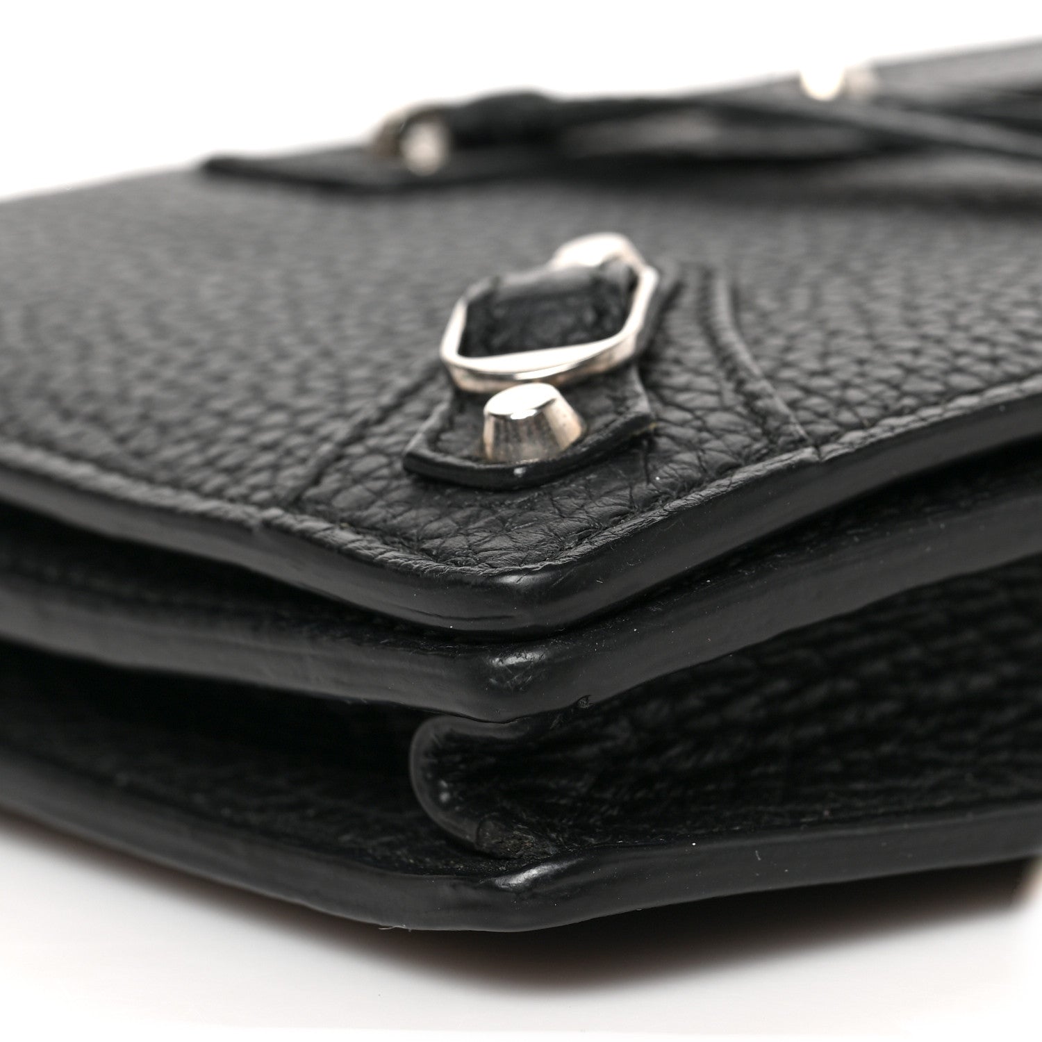 Balenciaga Grained Calfskin Classic Silver Hardware Wallet on Chain Black 7 of 8