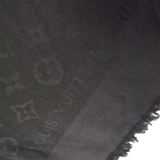 Silk Wool Monogram Shawl Black