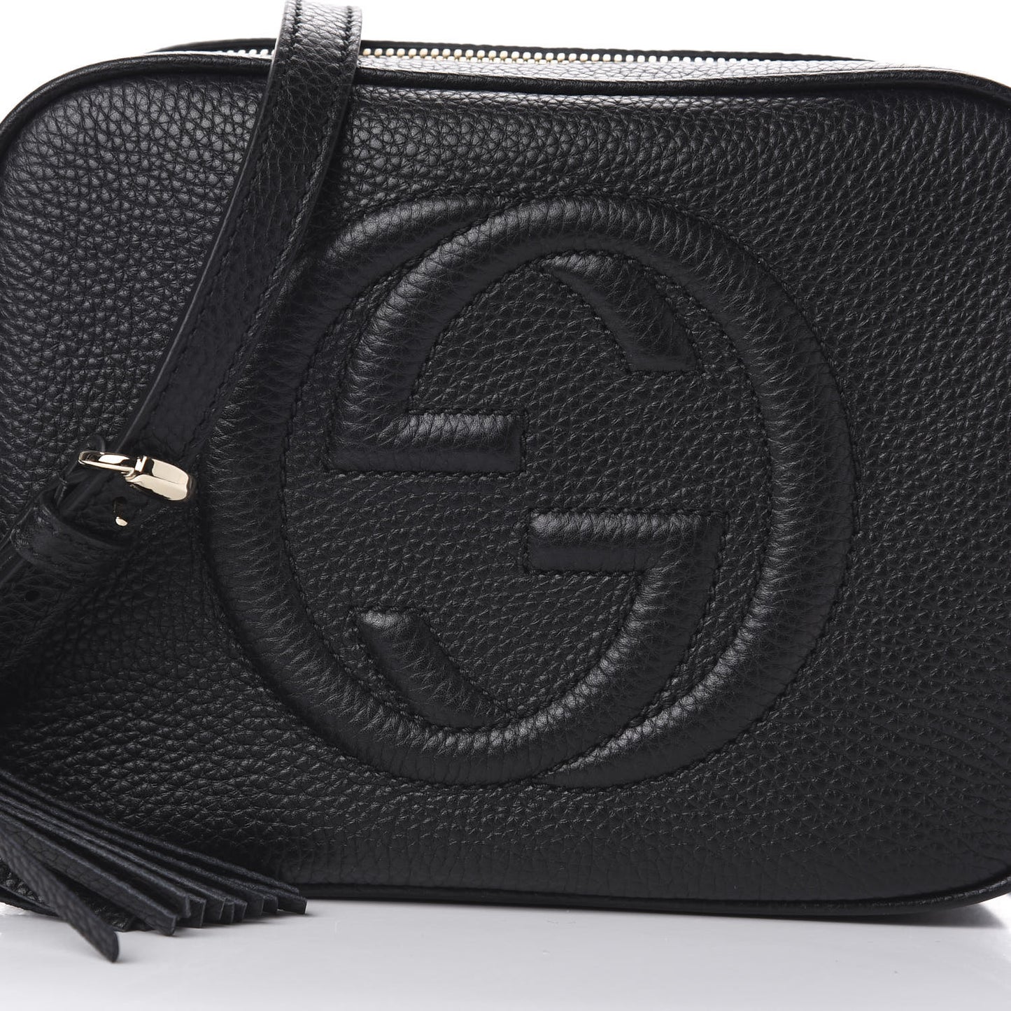 Pebbled Calfskin Small Soho Disco Bag Black