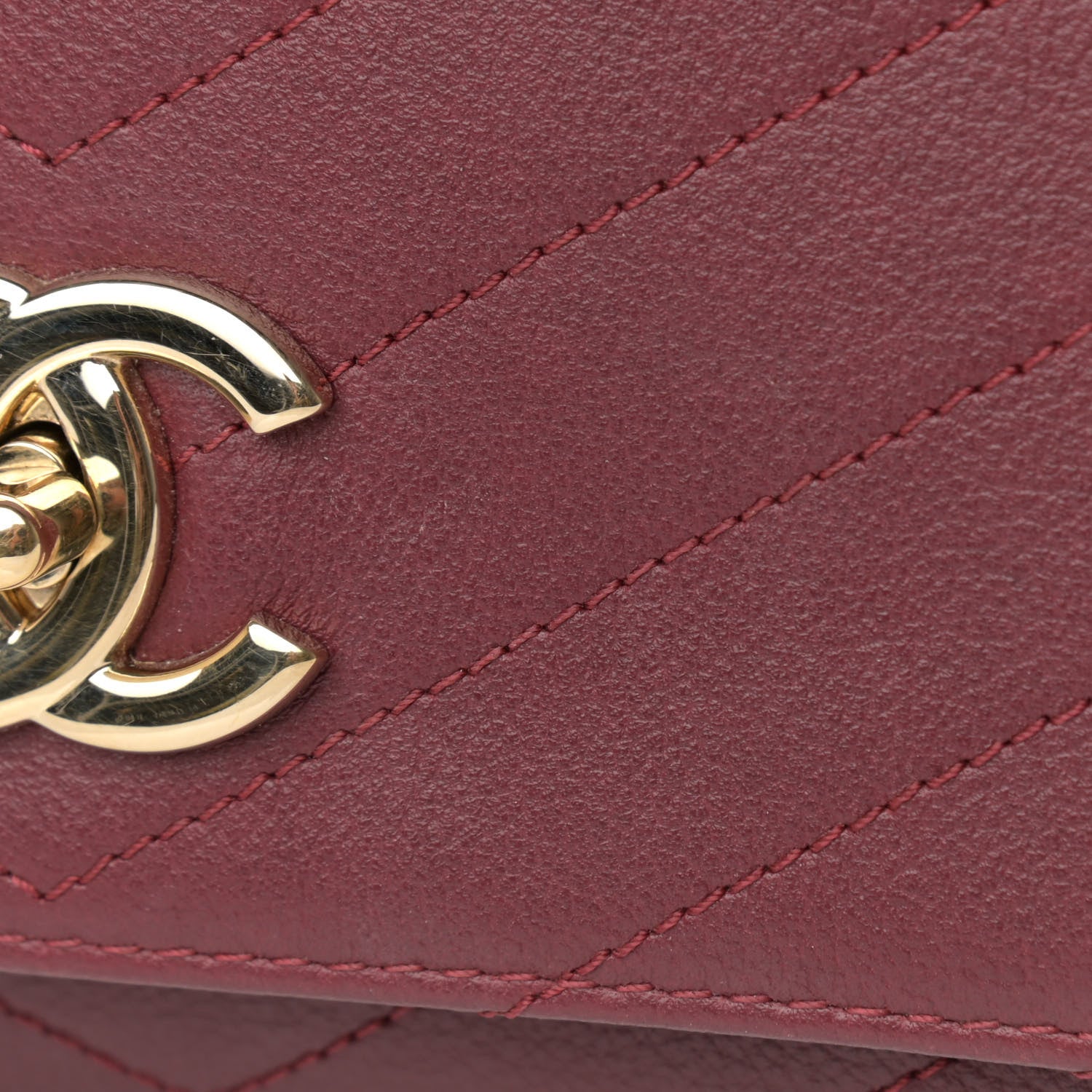 Chanel Grained Calfskin Stitched Chevron Medium Chic Top Handle Flap Red 14 of 17
