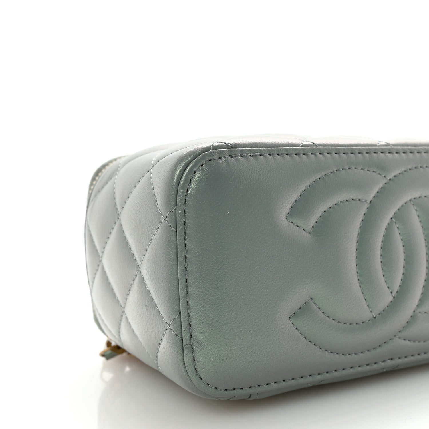 Chanel Metallic Lambskin Quilted Small CC Vanity Case With Chain Grey 9 of 11