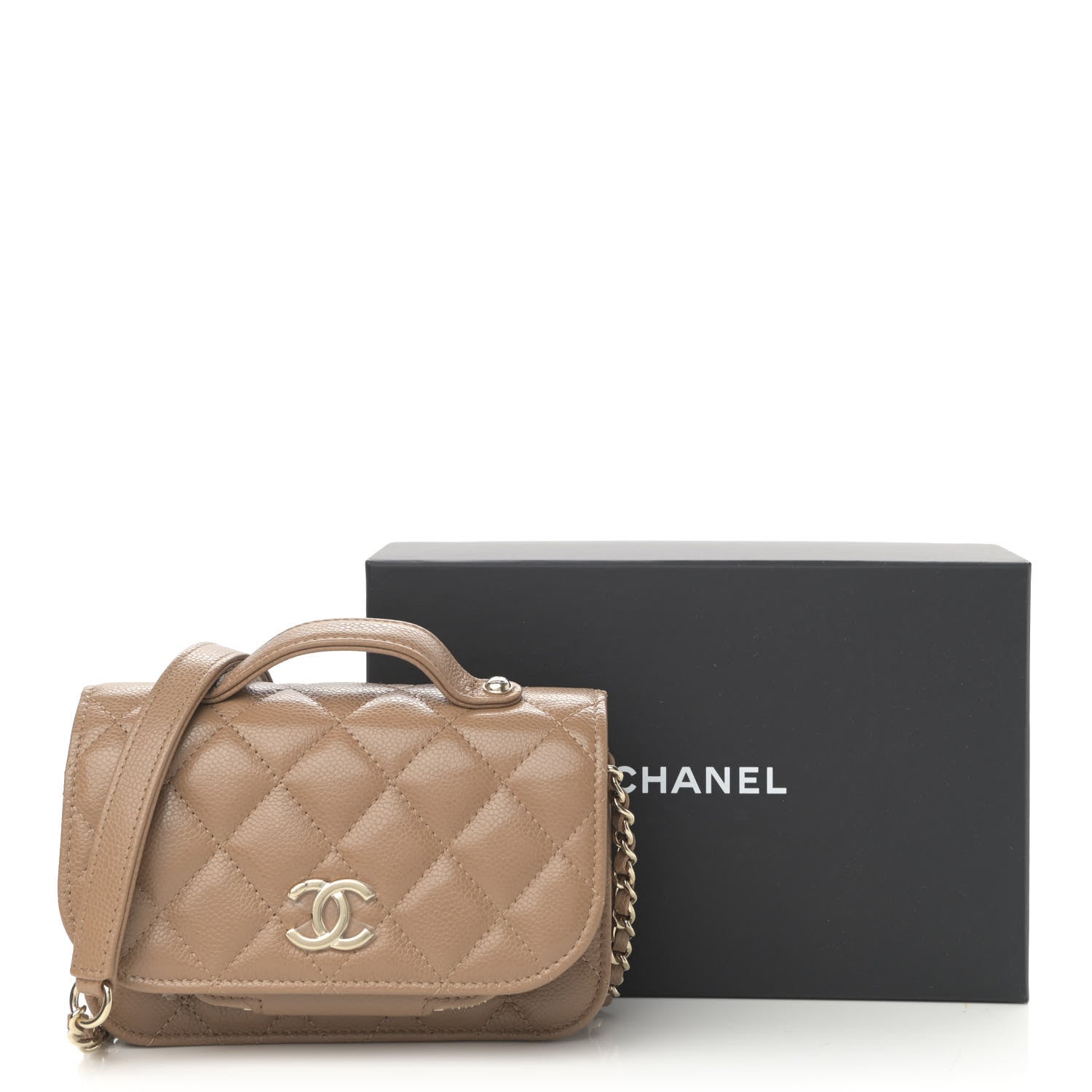 Chanel Caviar Quilted Business Affinity Clutch With Chain Flap Dark Beige 12 of 12