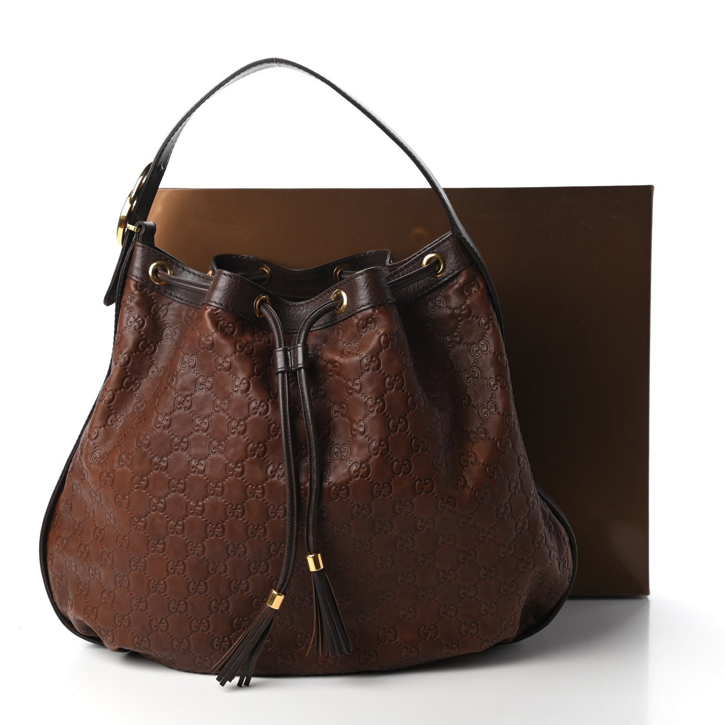 Guccissima Medium Interlocking Icon Shoulder Bag Dark Brown