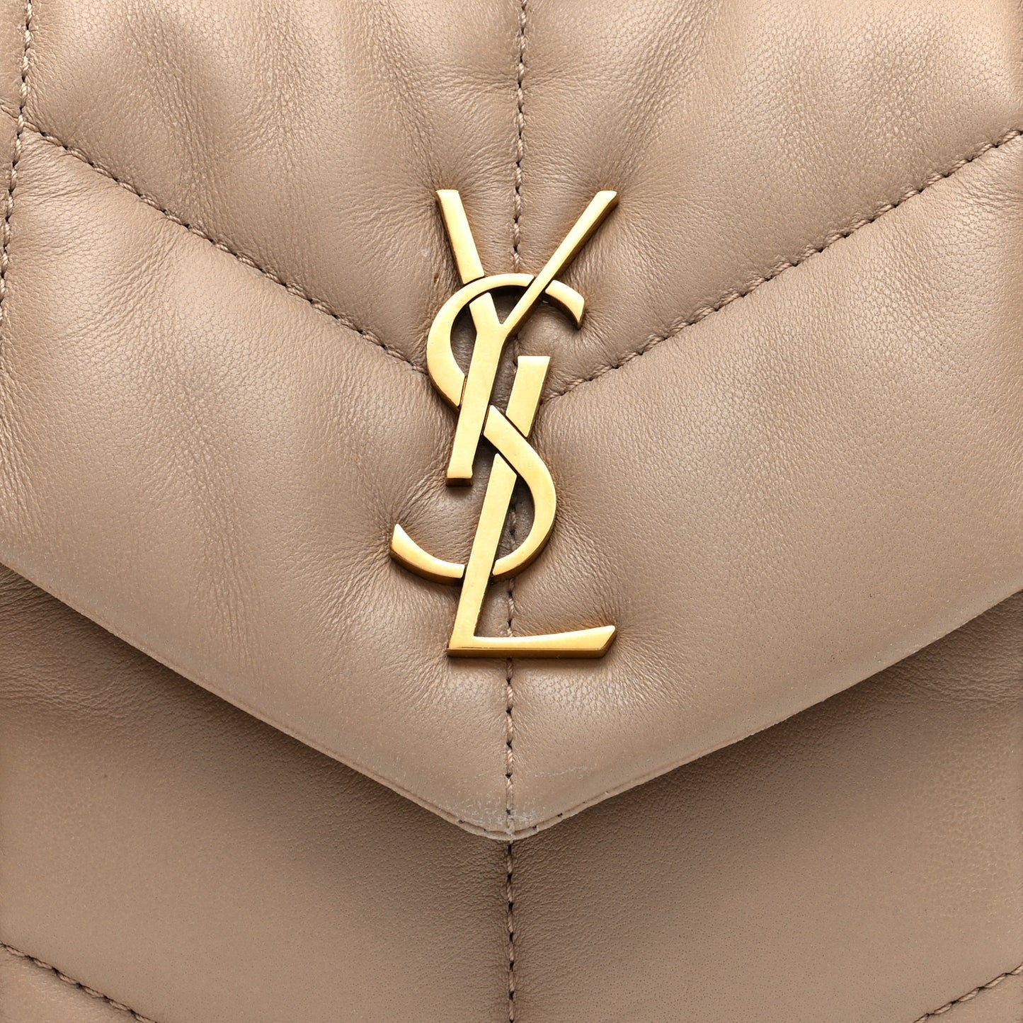 Lambskin Quilted Toy Loulou Puffer Monogram Chain Satchel Dark Beige