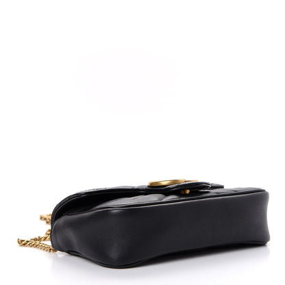 Gucci Calfskin Matelasse Super Mini GG Marmont Shoulder Bag Black 4 of 11