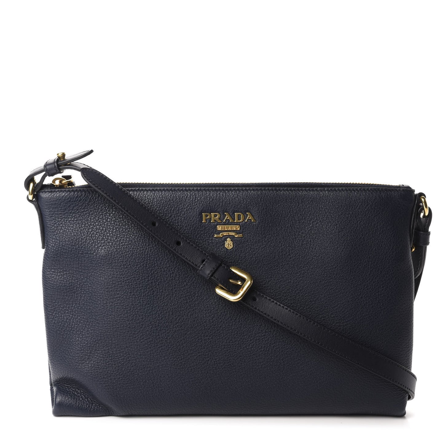 Vitello Daino Zippered Shoulder Bag Baltico