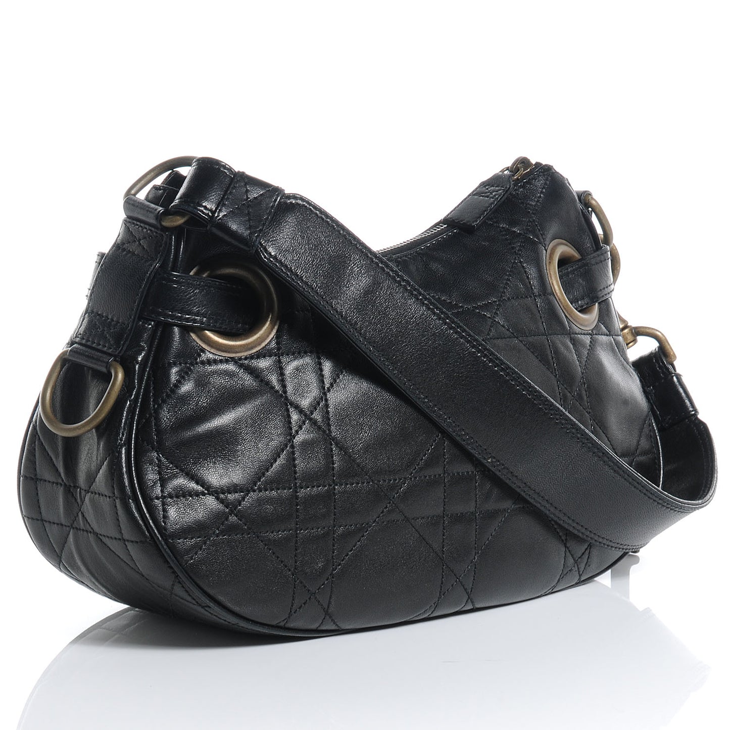 Lambskin Cannage Small Hobo Black