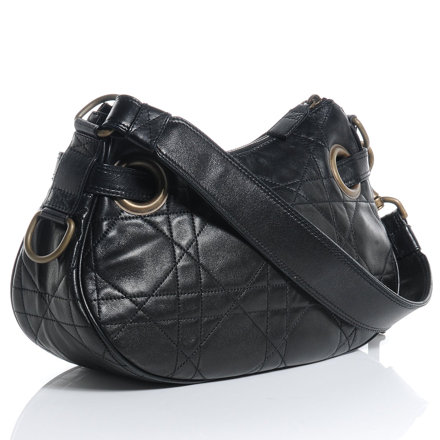 Christian Dior Lambskin Cannage Small Hobo Black 3 of 7