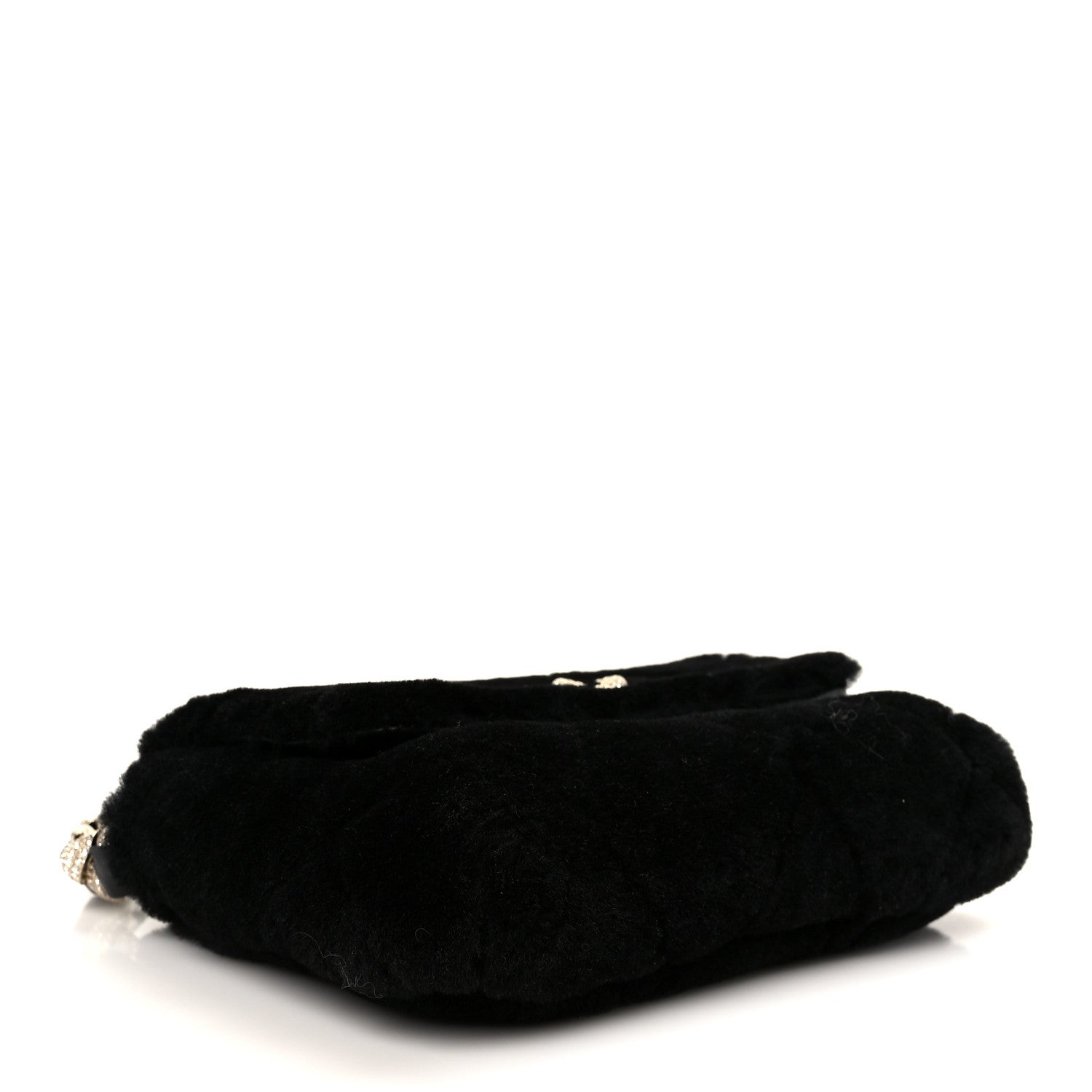 Chanel Shearling Lambskin Crystal Strass Flap Black 1840355