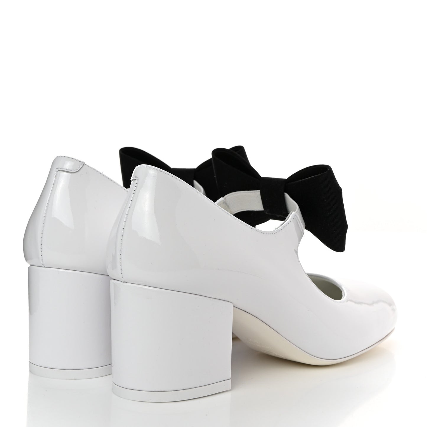 Patent Calfskin Grosgrain Bow Mary Jane Flats 36.5 Black