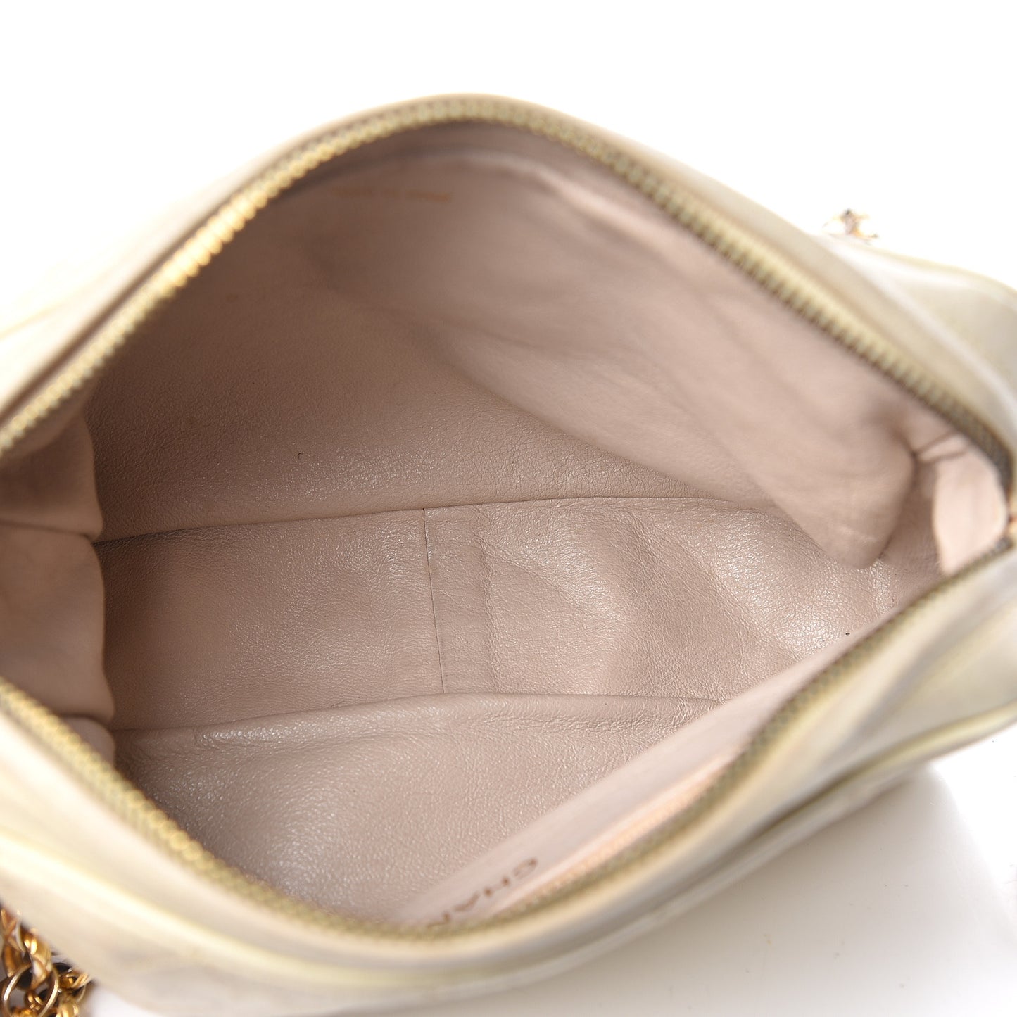 Lambskin Quilted Tassel Camera Case Pouch Beige