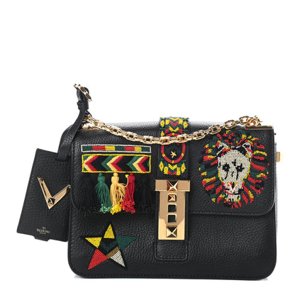 Valentino Garavani Pebbled Calfskin Jamaican Beaded B-Rockstud Shoulder Bag Black 1 of 12