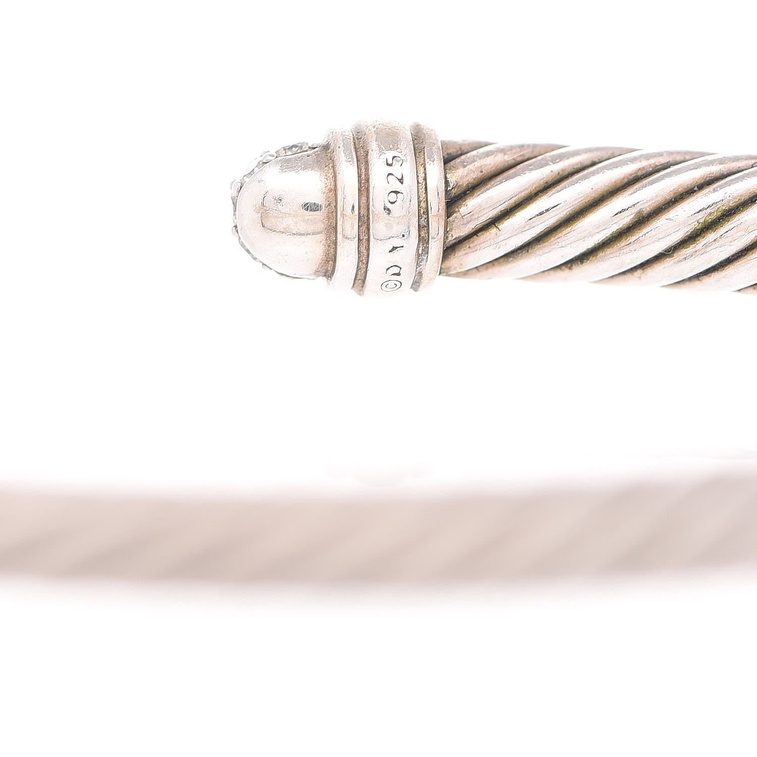 David Yurman Sterling Silver Pave Diamond 5mm Cable Classics Bracelet 4 of 4