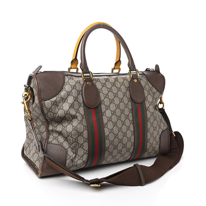 Gucci Soft GG Supreme Monogram Web Medium Duffle Bag Beige New Acero Crop 2 of 14
