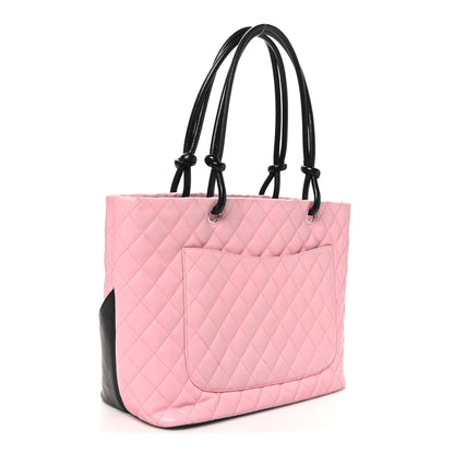 Chanel Calfskin Quilted Large Cambon Tote Pink Black 3 of 10