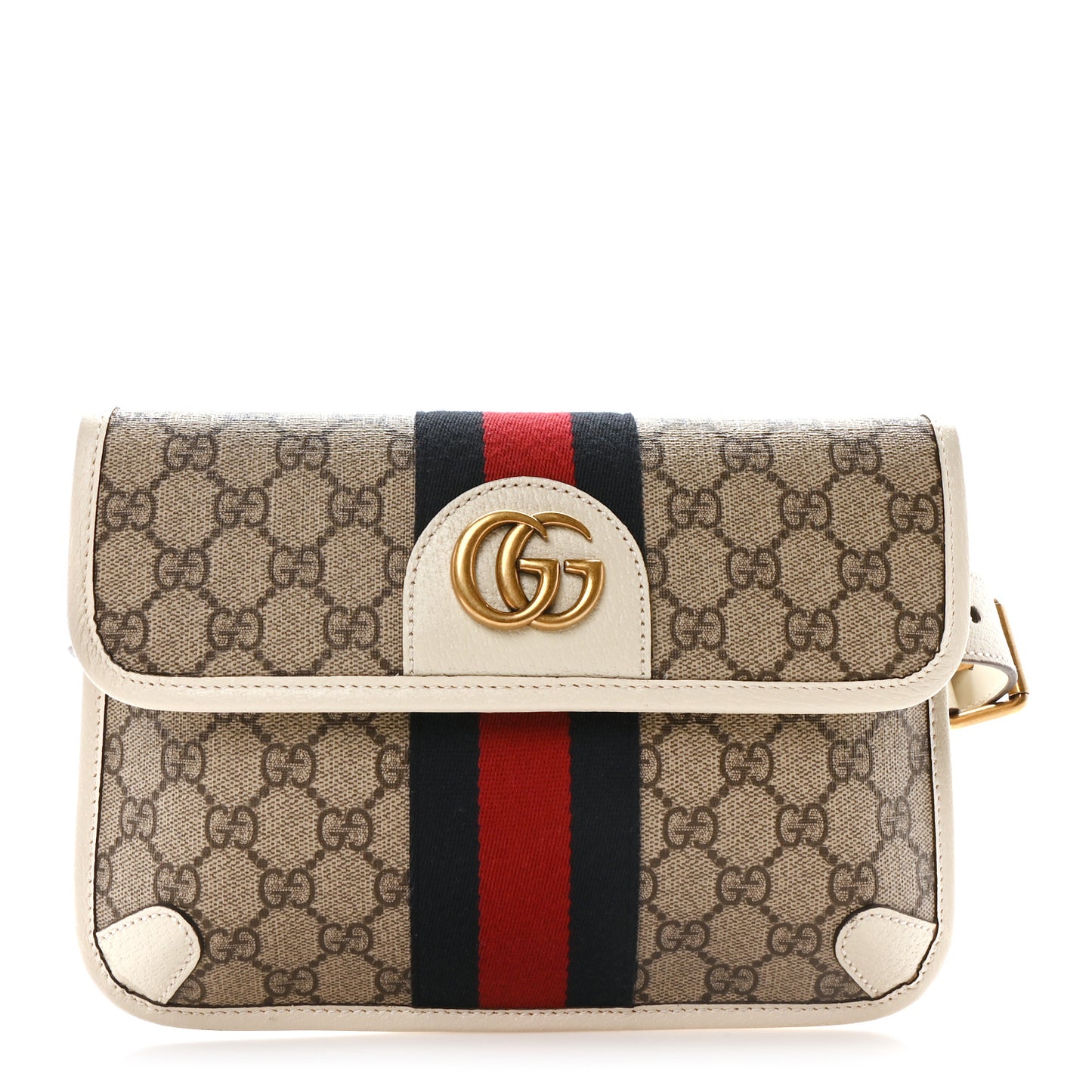 GG Supreme Monogram Web Small Ophidia Belt Bag 85 34 Beige Ebony White