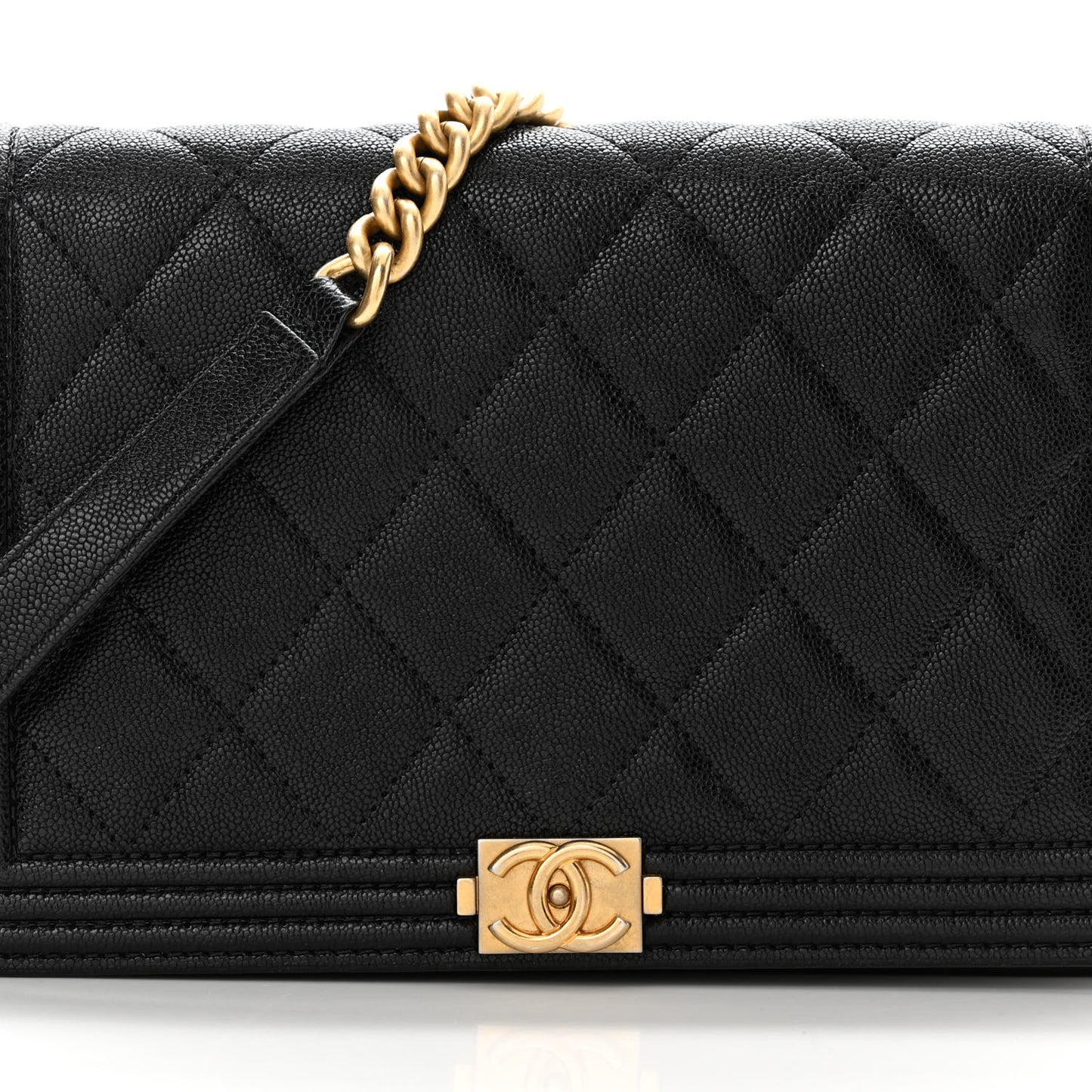 Caviar Quilted Boy Wallet On Chain WOC Black
